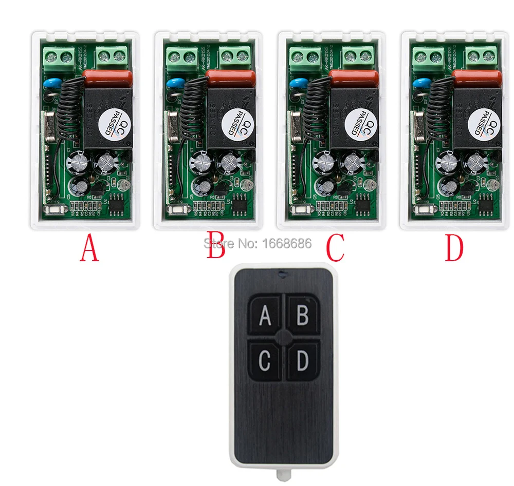 most simple wiring AC220V 1CH 10A wireless remote control switch system 1X Transmitter + 4X Receiver relay smart house z-wave
most simple wiring AC220V 1CH 10A wireless remote control switch system 1X Transmitter + 4X Receiver relay smart house z-wave