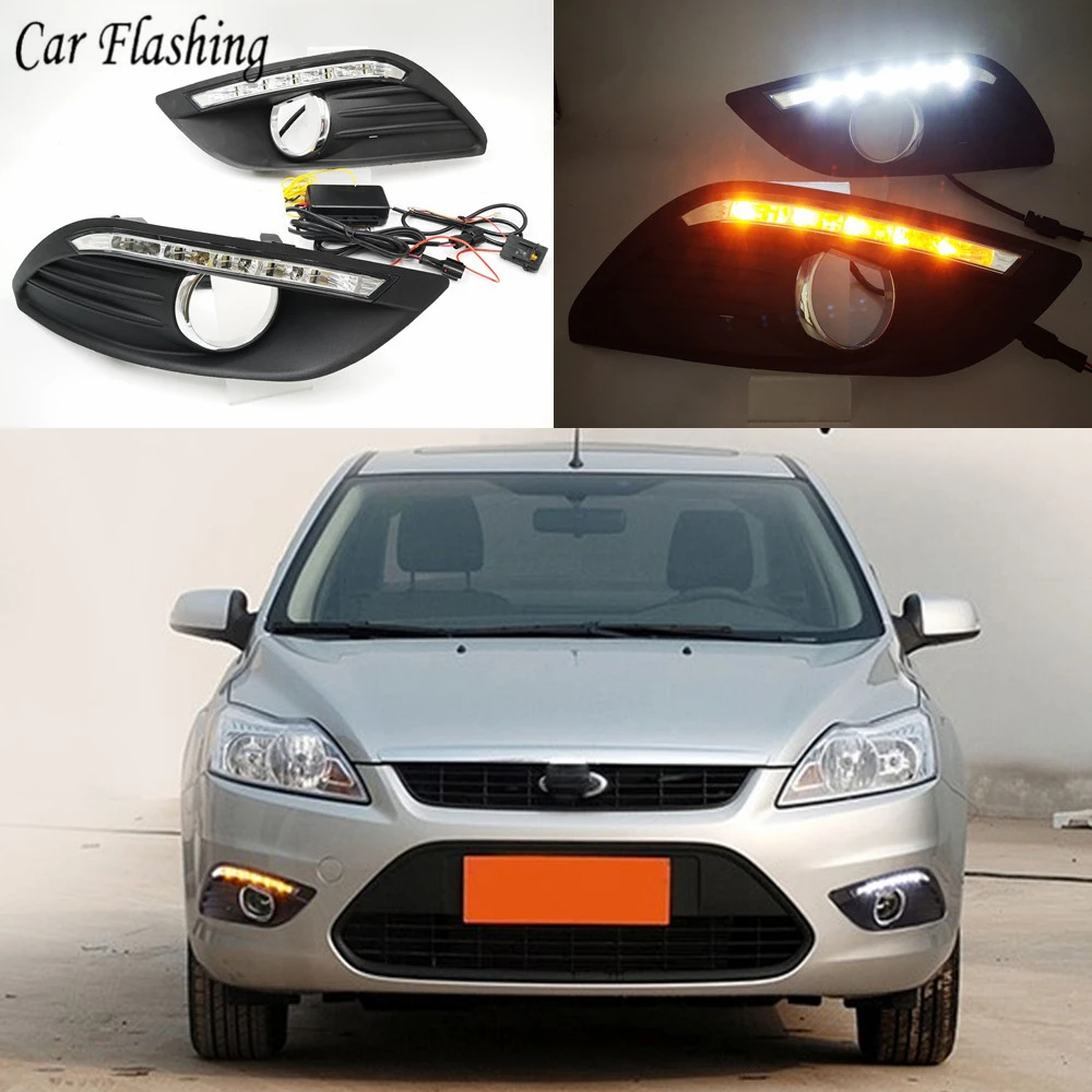 Car Flashing 1 Set For Ford Focus Sedan LED DRL Daytime Running Lights Daylight Fog Lamp cover with yellow light
Car Flashing 1 Set For Ford Focus Sedan LED DRL Daytime Running Lights Daylight Fog Lamp cover with yellow light