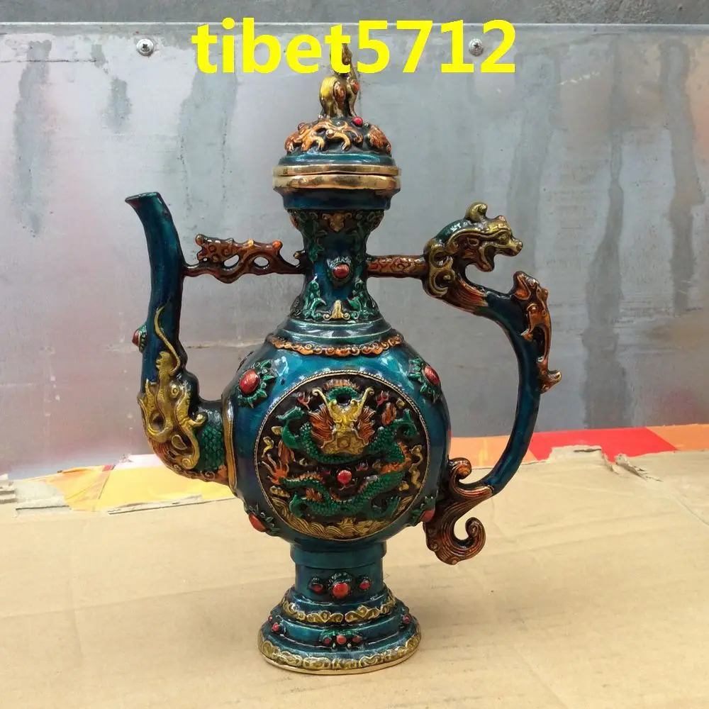 Tibetan classical Bronze colored dragon statue flower bottle teaPot 22 cm tall Garden Decoration 100% real Tibetan Silver Brass
Tibetan classical Bronze colored dragon statue flower bottle teaPot 22 cm tall Garden Decoration 100% real Tibetan Silver Brass