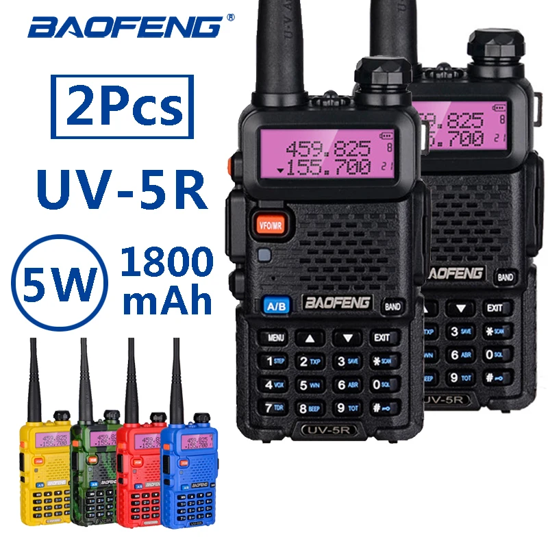 2Pcs BaoFeng UV-5R Professional Walkie Talkie 5W VHF/UHF baofeng uv 5r two way Ham portable uv5r CB radio Station hf transceiver
2Pcs BaoFeng UV-5R Professional Walkie Talkie 5W VHF/UHF baofeng uv 5r two way Ham portable uv5r CB radio Station hf transceiver