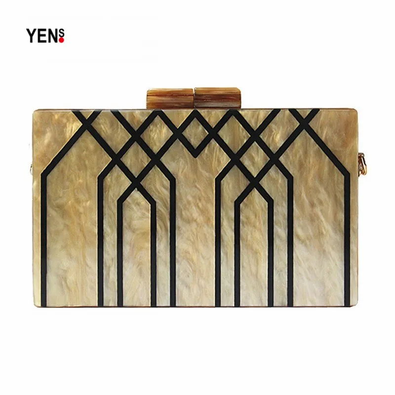 New Fashion Brand Golden Acrylic Ladies Geometric Striped Clutch Evening Dress Elegant Wedding Party Diagonal Shoulder Wallet
New Fashion Brand Golden Acrylic Ladies Geometric Striped Clutch Evening Dress Elegant Wedding Party Diagonal Shoulder Wallet