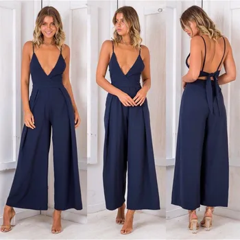 Trendy Boho Women clothes Strap V-Neck Backless Romper sleeveless solid Beach Chiffon Jumpsuit one pieces
Trendy Boho Women clothes Strap V-Neck Backless Romper sleeveless solid Beach Chiffon Jumpsuit one pieces