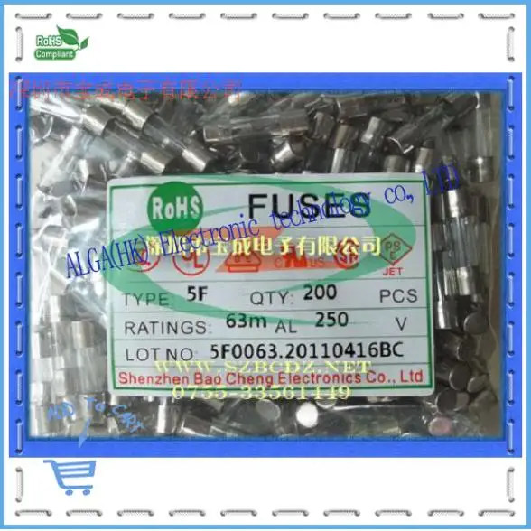 5*20 250V fuse/30mA/50mA/63mA/80mA green monomer fast fuse
