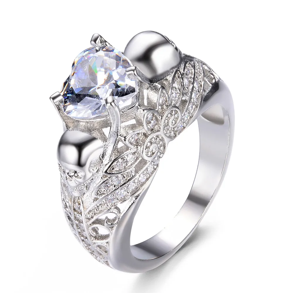 Женское кольцо с цирконом и кристаллами серебряного цвета | Украшения аксессуары