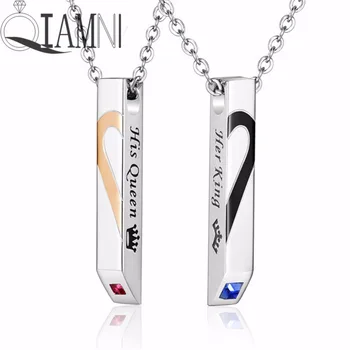 QIAMNI 2pcs Stainless Steel Lover His Queen Her King Crown Bar Pendant Necklace Forever Always Puzzle Love Heart Couple Necklace
QIAMNI 2pcs Stainless Steel Lover His Queen Her King Crown Bar Pendant Necklace Forever Always Puzzle Love Heart Couple Necklace