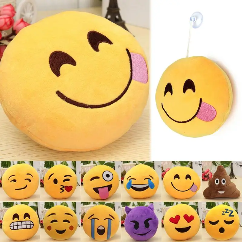 

6 Inch Smiley Face Emoji Pillows Soft Plush Emoticon Round Cushion Home Decor Cute Cartoon Toy Doll Decorative Throw Pillows