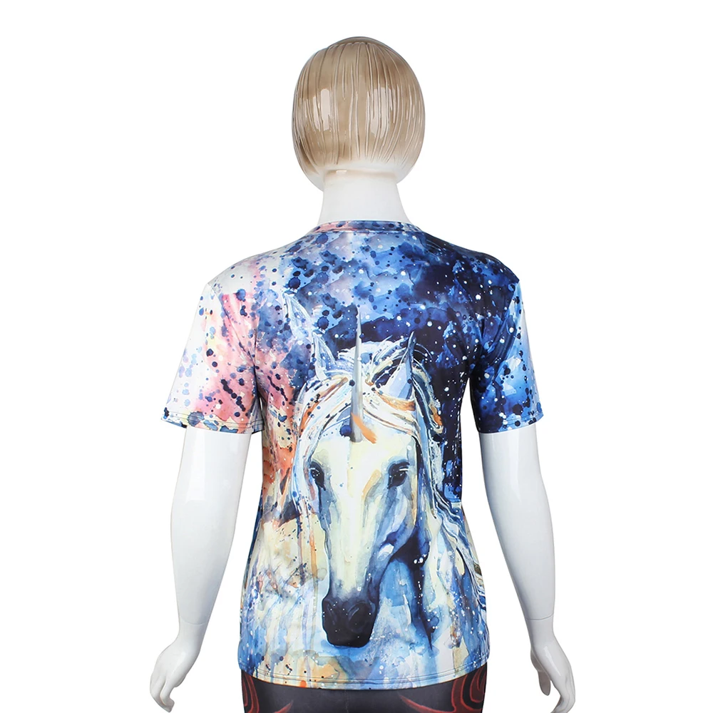 FCCEXIO 2018 New Summer T Shirt Women Animal Horse 3D Print Oil Color Tshirt Hiphop Lnk Splash T-Shirt Harajuku Crop Top 26