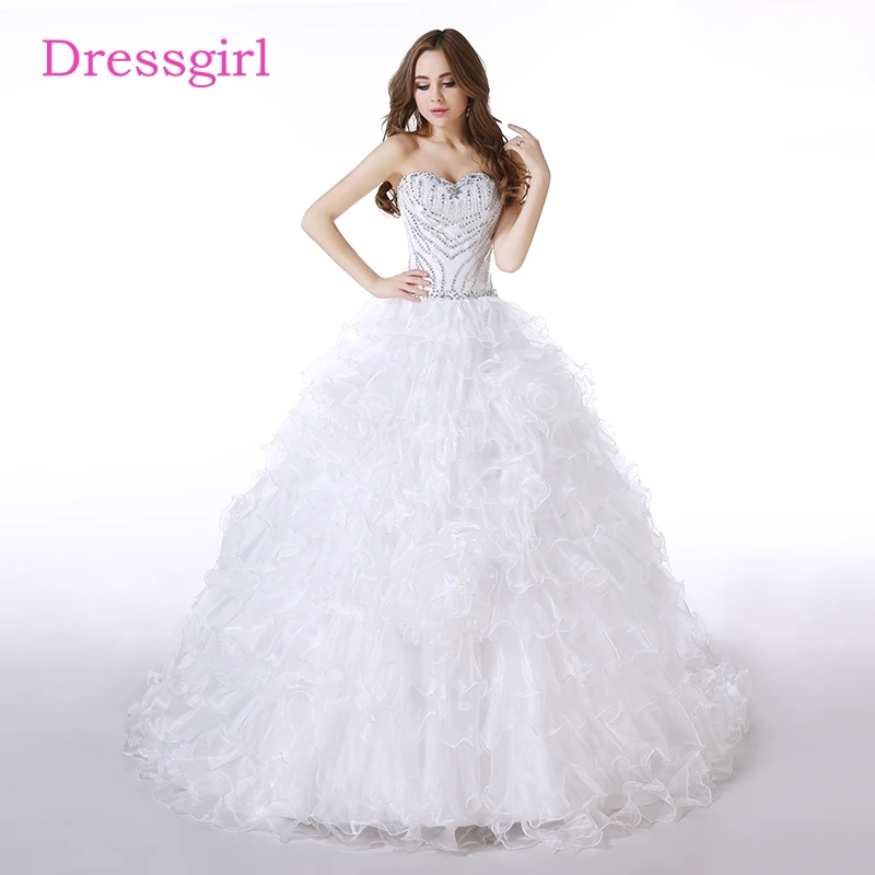 White Cheap Quinceanera Dresses 2017 Ball Gown Sweetheart Floor Length Organza Beaded Crytals Sweet 16 Dresses
White Cheap Quinceanera Dresses 2017 Ball Gown Sweetheart Floor Length Organza Beaded Crytals Sweet 16 Dresses