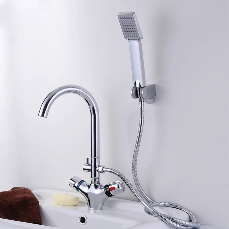 Intelligent Anti-scald Thermostatic Bathroom Kitchen Faucet Single Handle with Hand Shower Basin Wash Hair Mixer Taps 
Intelligent Anti-scald Thermostatic Bathroom Kitchen Faucet Single Handle with Hand Shower Basin Wash Hair Mixer Taps