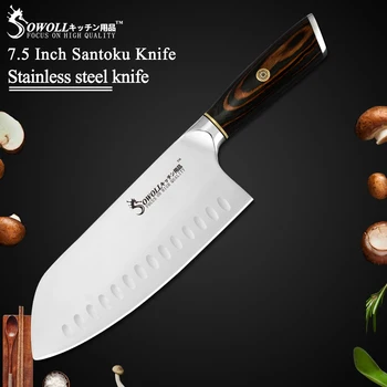 Sowoll Brand Stainless Steel Santoku Knife 7.5 Inch 5Cr15 Steel Kitchen Knife Double Use for Chopping & Cutting Kitchen Tool
Sowoll Brand Stainless Steel Santoku Knife 7.5 Inch 5Cr15 Steel Kitchen Knife Double Use for Chopping & Cutting Kitchen Tool