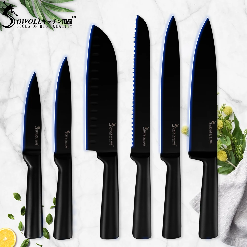 Sowoll Black Kitchen Knife Stainless Steel Knives Set Non-stick Japanese Professional Chef Knife Bread Cutter Cooking Accessory
Sowoll Black Kitchen Knife Stainless Steel Knives Set Non-stick Japanese Professional Chef Knife Bread Cutter Cooking Accessory