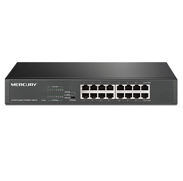 Metal Cabinet,16 Ports 1000Mbps Gigbit Ethnet Network Switch, Desktop/Rackmount Design, MDI/MDIX, 6KV Lightning protect, SG116D
Metal Cabinet,16 Ports 1000Mbps Gigbit Ethnet Network Switch, Desktop/Rackmount Design, MDI/MDIX, 6KV Lightning protect, SG116D