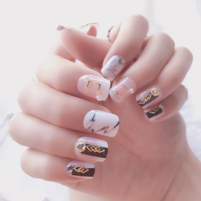 Ladies Chic Marble Printing False Nails Square Head Artificial Nails Art Tips With Glue Girls DIY Simple Fashion Fake Nails
Ladies Chic Marble Printing False Nails Square Head Artificial Nails Art Tips With Glue Girls DIY Simple Fashion Fake Nails