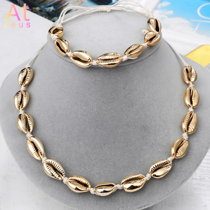 Gold Color Bohemian Puka Shell Jewelry Set Fashion Harajuku Choker Necklace Charm Bracelet for Women Boho Jewelry Dropshipping
Gold Color Bohemian Puka Shell Jewelry Set Fashion Harajuku Choker Necklace Charm Bracelet for Women Boho Jewelry Dropshipping