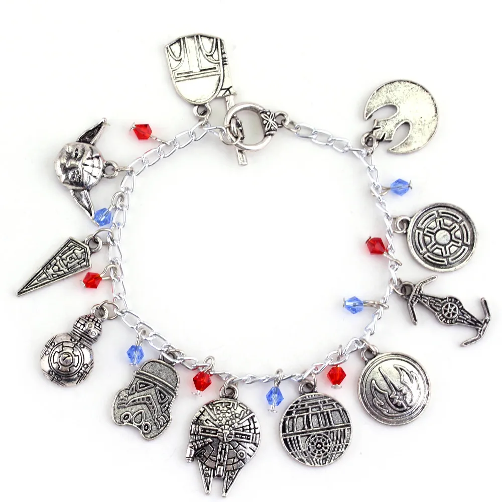 Star Wars Series Charm Bracelet Jedi Knight Power Battles BB 8 Robot Spacecraft Darth Vader Helmet Logo Bracelet For Movie Gift
Star Wars Series Charm Bracelet Jedi Knight Power Battles BB 8 Robot Spacecraft Darth Vader Helmet Logo Bracelet For Movie Gift