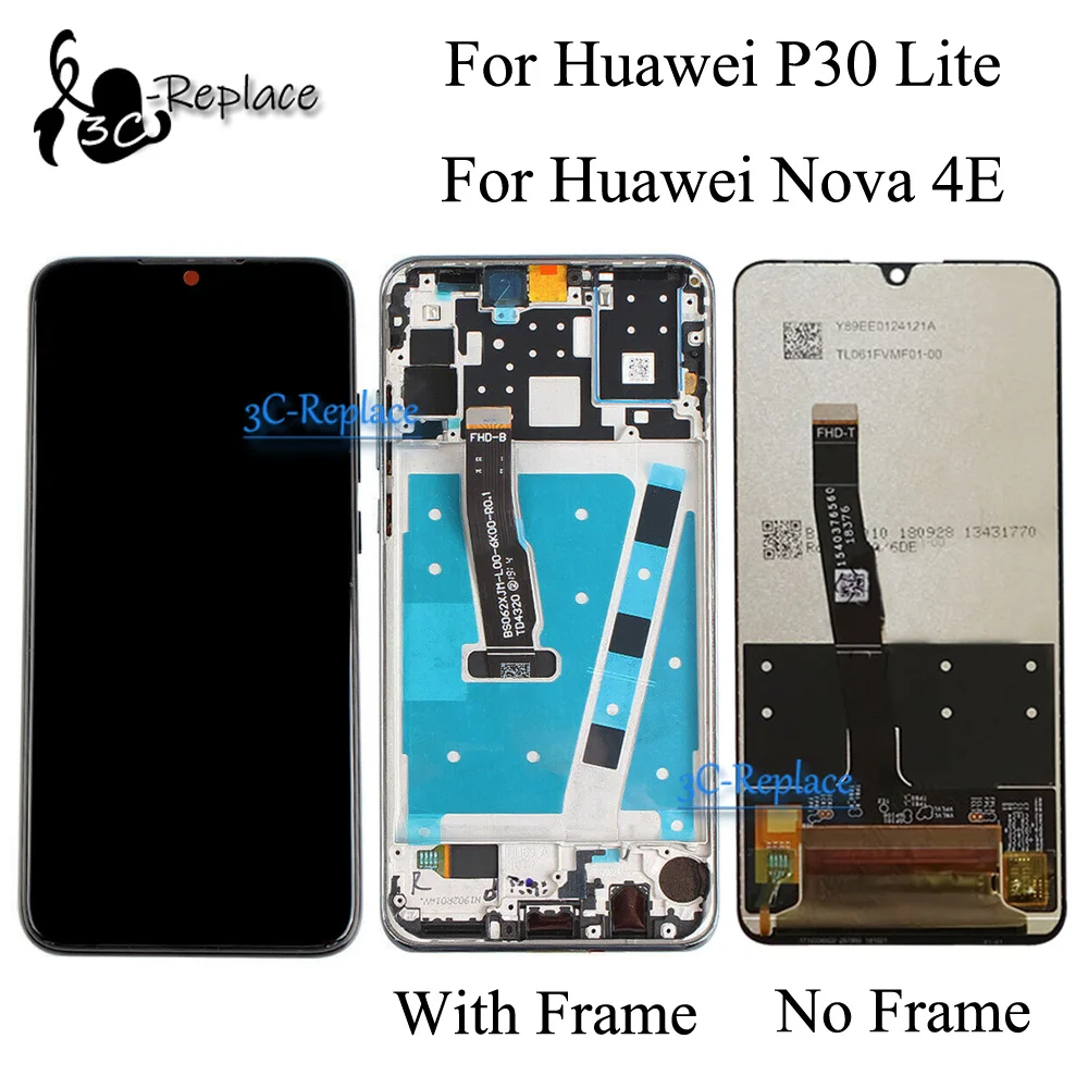 Original Black 6.1 inch For Huawei P30 Lite / Nova 4E MAR LX1 L01 L21 L22 LCD Screen Display Touch Digitizer Assembly With Frame
Original Black 6.1 inch For Huawei P30 Lite / Nova 4E MAR LX1 L01 L21 L22 LCD Screen Display Touch Digitizer Assembly With Frame