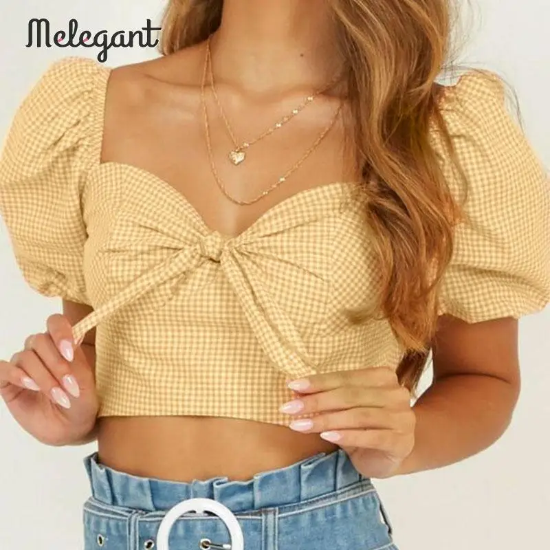 Melegant Yellow Plaid Sexy Vintage Women Blouse Shirts Casual Puff Bow Heart Collar Autumn Winter 2019 Blusa Mujer
Melegant Yellow Plaid Sexy Vintage Women Blouse Shirts Casual Puff Bow Heart Collar Autumn Winter 2019 Blusa Mujer