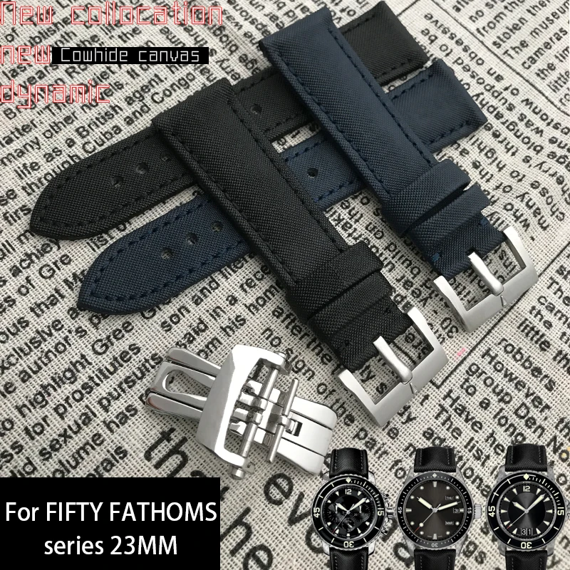 23mm Woven Nylon Handmade Watchband Italian Calf Leather Bracelet Universal Belt Suitable for Blancpain Fifty Fathoms Wristwatch
23mm Woven Nylon Handmade Watchband Italian Calf Leather Bracelet Universal Belt Suitable for Blancpain Fifty Fathoms Wristwatch
