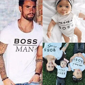 puseky Family Look Mini Boss Print T Shirts Summer Cotton