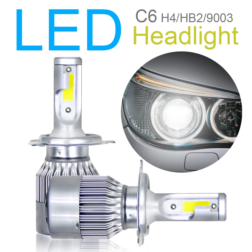 2Pcs H4/HB2/9003 C6 COB LED Car Headlight Kit 10800LM 6000K 120W Hi / Lo Turbo Car Light Bulbs
2Pcs H4/HB2/9003 C6 COB LED Car Headlight Kit 10800LM 6000K 120W Hi / Lo Turbo Car Light Bulbs