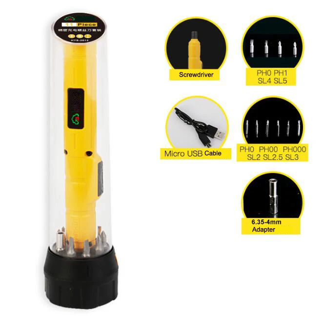 Electric Screwdriver USB Rechargeable Mini Cordless Precision Screwdriver Set Household with 11pcs Bits Mobile Repair Tools
Electric Screwdriver USB Rechargeable Mini Cordless Precision Screwdriver Set Household with 11pcs Bits Mobile Repair Tools