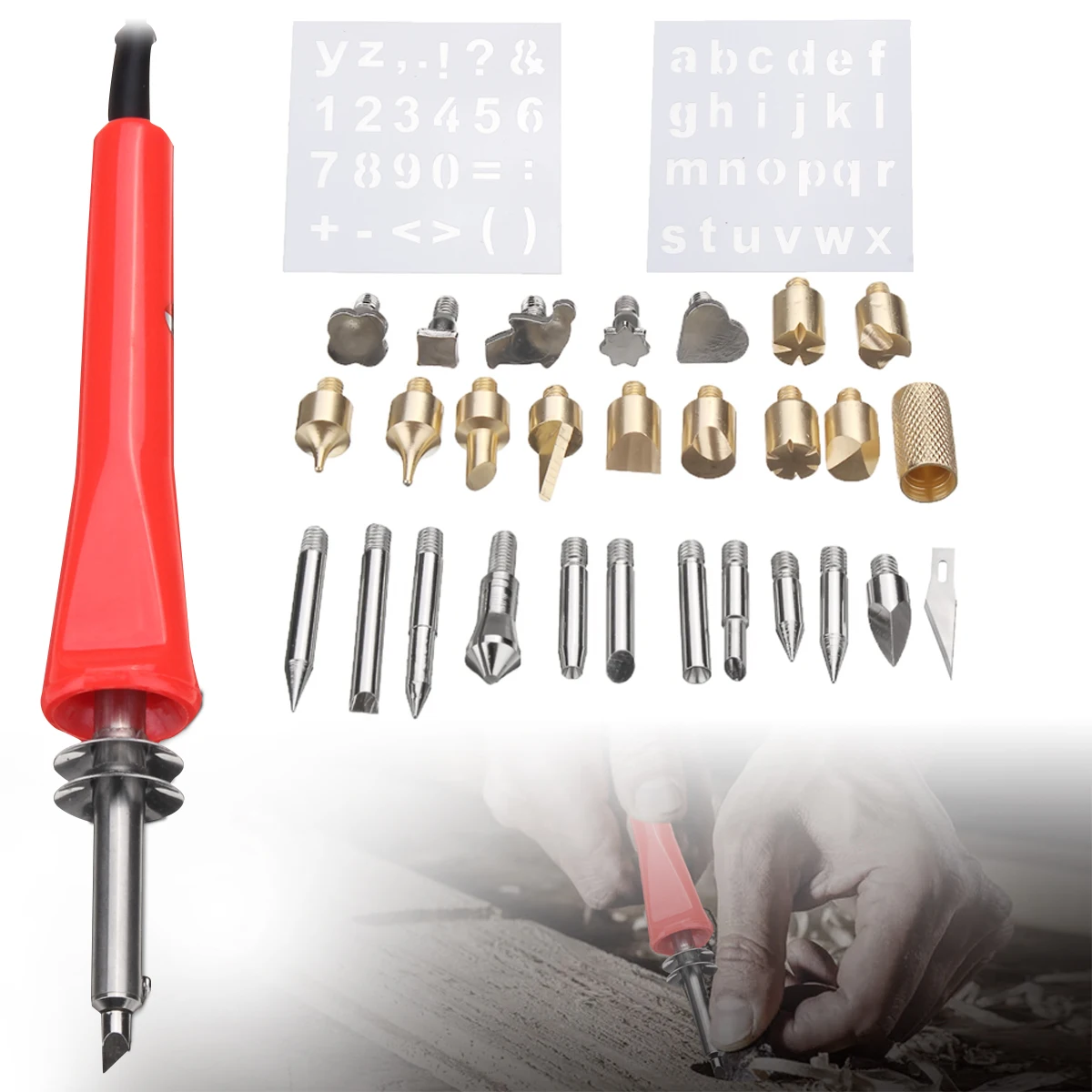 31PCS 30W Solder Iron Pen Wood Burning Pyrography Set Electrical Soldering Iron Welding Set With Tips and Accessories
31PCS 30W Solder Iron Pen Wood Burning Pyrography Set Electrical Soldering Iron Welding Set With Tips and Accessories