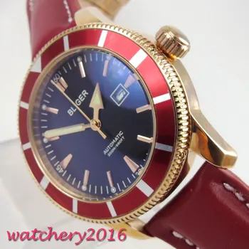 NEW 46mm Bliger Black Dial Rose Golden Case Calendar Leather strap Luxury Brand Rotating Bezel Automatic Movement men's Watch
NEW 46mm Bliger Black Dial Rose Golden Case Calendar Leather strap Luxury Brand Rotating Bezel Automatic Movement men's Watch