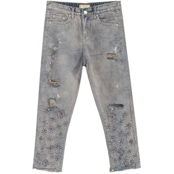 Summer Spring 2017 Womens Female Ripped Embroidery Rhinestone Hole Ankle Length Pencil Jeans Pants , Denim Trousers For Women
Summer Spring 2017 Womens Female Ripped Embroidery Rhinestone Hole Ankle Length Pencil Jeans Pants , Denim Trousers For Women