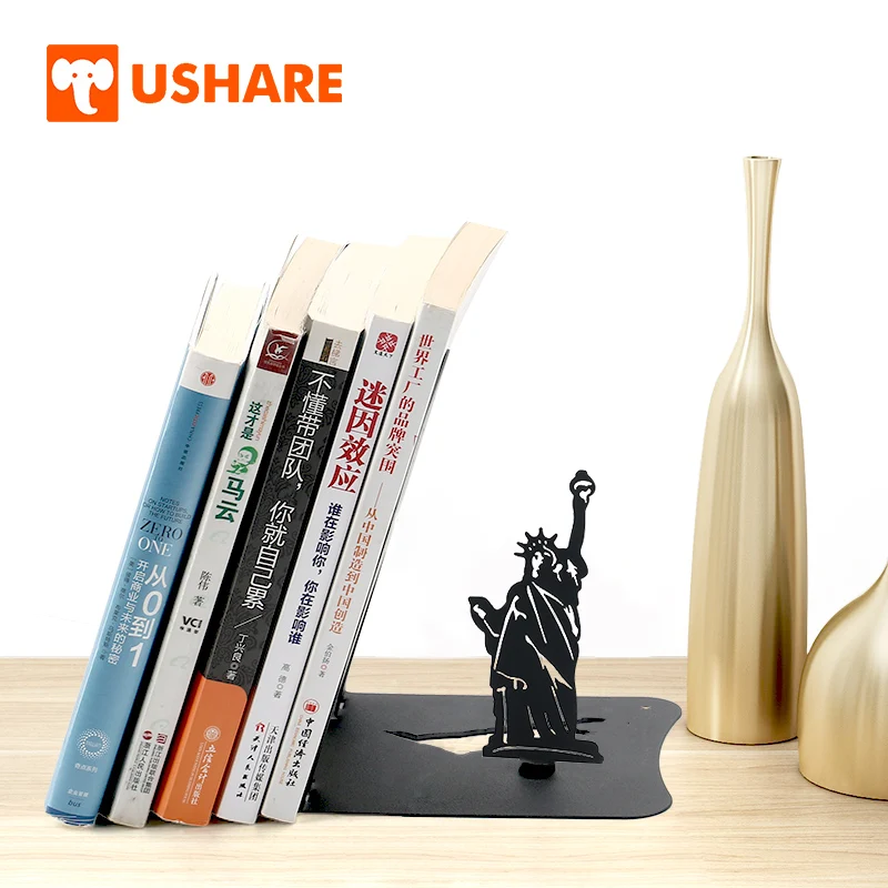 

USHARE Decorative Bookends Metal Statue Of Liberty Bookshelf Books Holder For Books Support Desk Organizer Home School Supplies