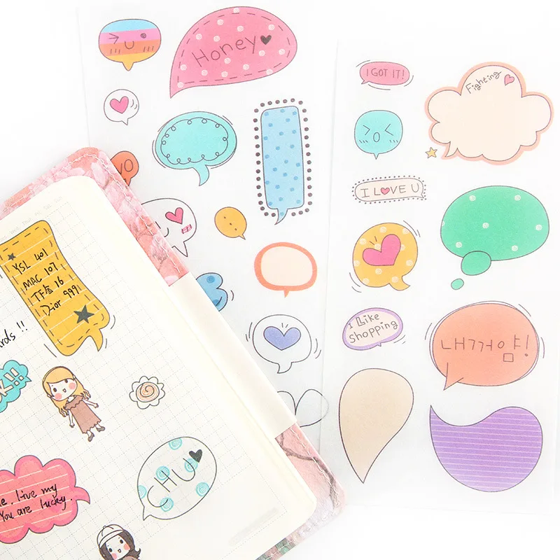 6 Sheets /Pack Kawaii Dialog Adhensive Stickers Notebook Album DIY Decoration Stickers Stick Label Kids Stationery Stickers
6 Sheets /Pack Kawaii Dialog Adhensive Stickers Notebook Album DIY Decoration Stickers Stick Label Kids Stationery Stickers