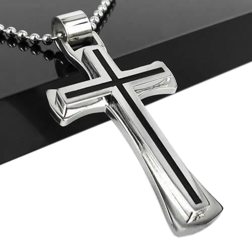 Image 2015 hot sell Men Women Black Silver Stainless Steel Cross Pendant Cool Chain Necklace