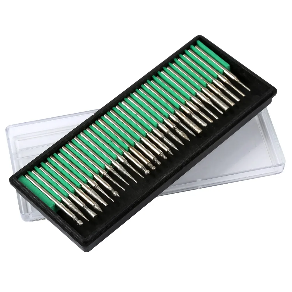 DRELD 30pcs Dremel Accessories Diamond Burr Bits Diamond Grinding Head Drill Engraving Carving Bit for Rotary Tool 3mm Shanks
DRELD 30pcs Dremel Accessories Diamond Burr Bits Diamond Grinding Head Drill Engraving Carving Bit for Rotary Tool 3mm Shanks