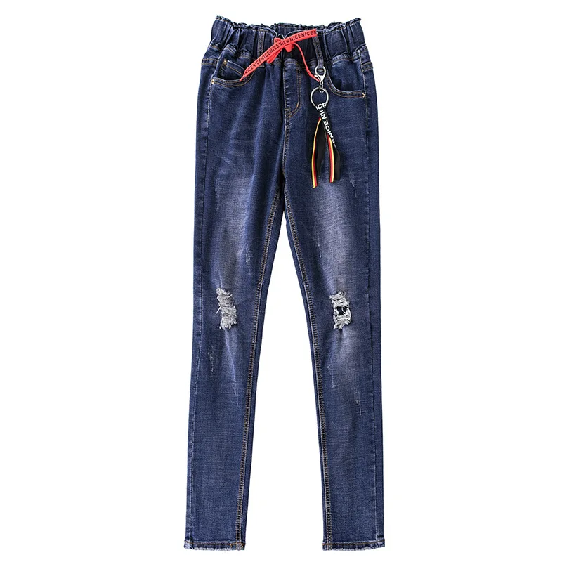 Women Skinny Pencil Jeans Euro Style Denim Pants For Girls Elastic Waist Hole Ripped Washed Jeans Female Trousers Large Size
Women Skinny Pencil Jeans Euro Style Denim Pants For Girls Elastic Waist Hole Ripped Washed Jeans Female Trousers Large Size
