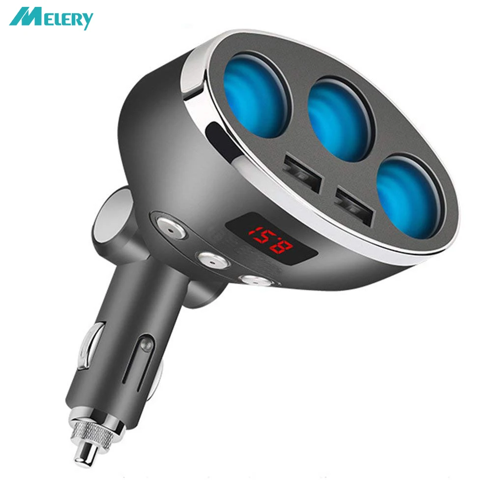 Car Charger 3 Socket Cigarette Lighter Adapter Dual USB Port Mobile Phone Charger with LED Display for iPhone iPad Android Phone
Car Charger 3 Socket Cigarette Lighter Adapter Dual USB Port Mobile Phone Charger with LED Display for iPhone iPad Android Phone