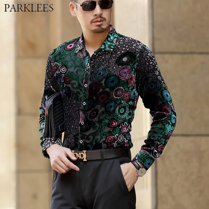 Luxuy Floral Velvet Lace Shirt Men 2018 Brand New Mens High Quality Dress Shirts See Trough Sexy Male Club Party Social Shirt
Luxuy Floral Velvet Lace Shirt Men 2018 Brand New Mens High Quality Dress Shirts See Trough Sexy Male Club Party Social Shirt