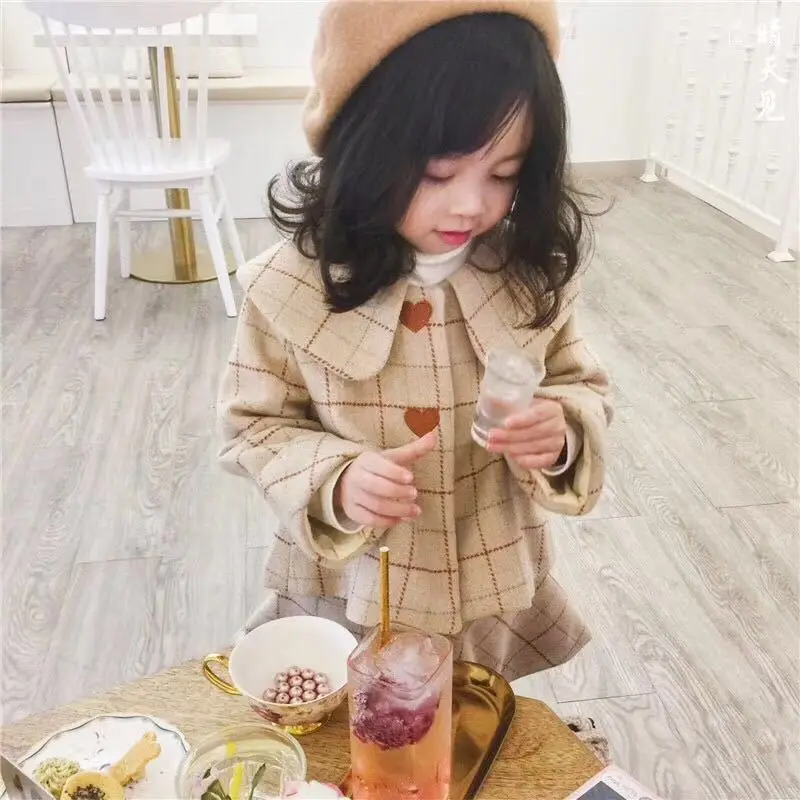 Children Clothing Suit Autumn Winter Girl Clothes Suit Embroidery Wool Coat Plaid Vest Skirt Thanksgiving Two-piece Sets CLS267 
Children Clothing Suit Autumn Winter Girl Clothes Suit Embroidery Wool Coat Plaid Vest Skirt Thanksgiving Two-piece Sets CLS267