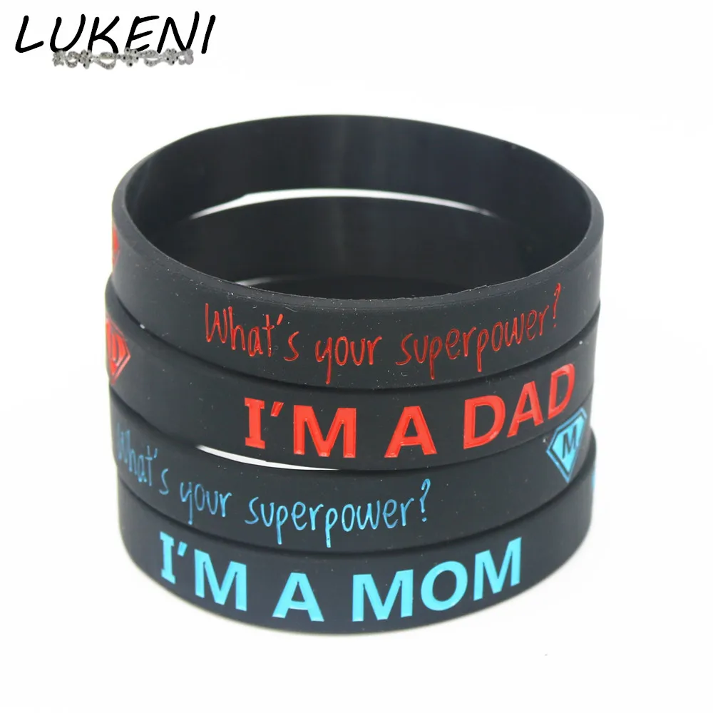 1 шт. лидер продаж модный силиконовый браслет LUKENI I AM A DAD/MOM черные силиконовые
