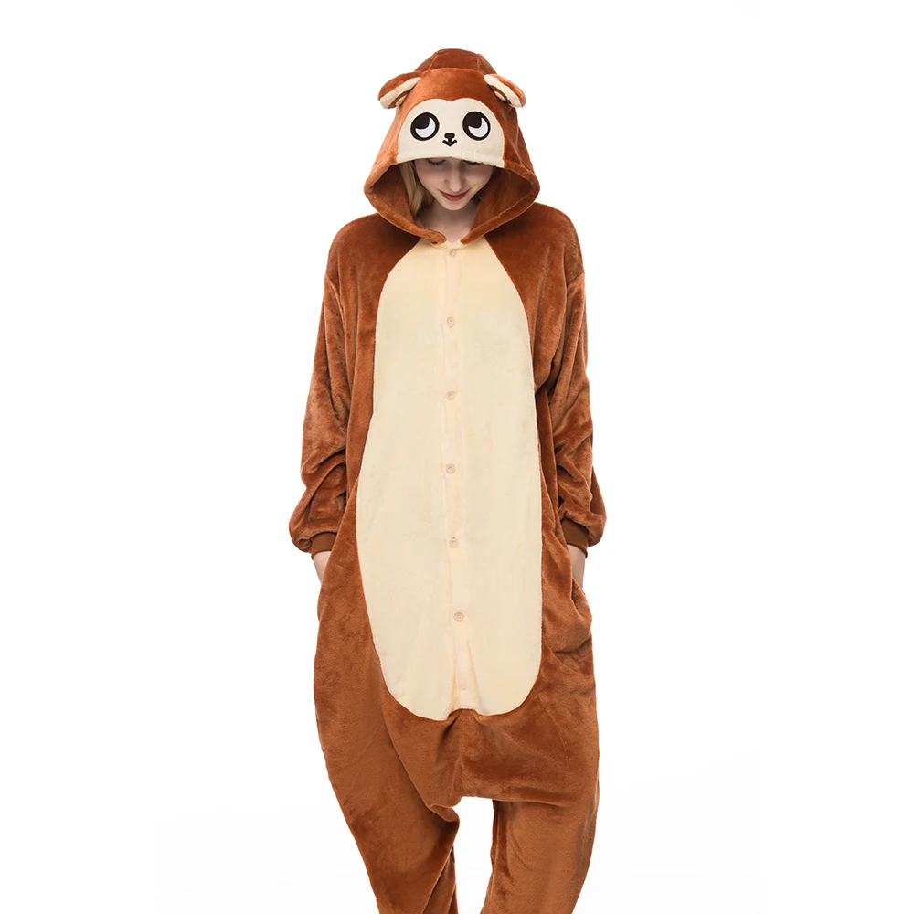 Monkey Short Sleeve Animal Pajamas Adult One Piece Summer Costume Romper 