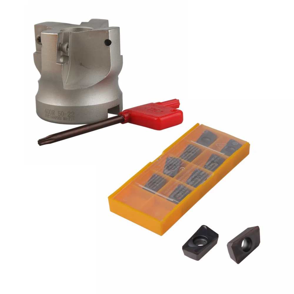 400R-50MM-22 4 Flute Face End Mill Flat Cutter +10pcs APMT1604 Carbide Inserts APMT 1604 PDER
400R-50MM-22 4 Flute Face End Mill Flat Cutter +10pcs APMT1604 Carbide Inserts APMT 1604 PDER