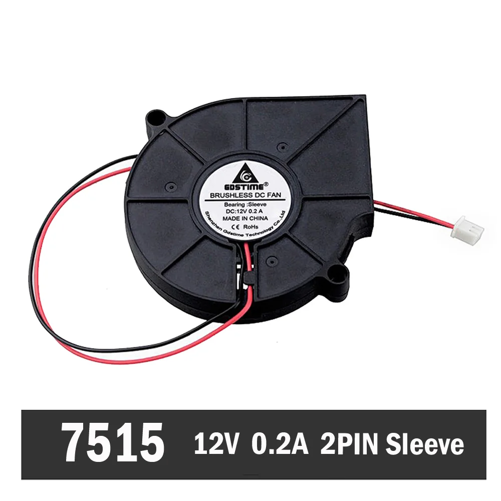 50Pcs Gdstime 7515 75mm DC 12V 2Pin BSleeve Bearing Brushless Cooling Turbine Blower Fan 75mm x 15mm Blower Fan
50Pcs Gdstime 7515 75mm DC 12V 2Pin BSleeve Bearing Brushless Cooling Turbine Blower Fan 75mm x 15mm Blower Fan