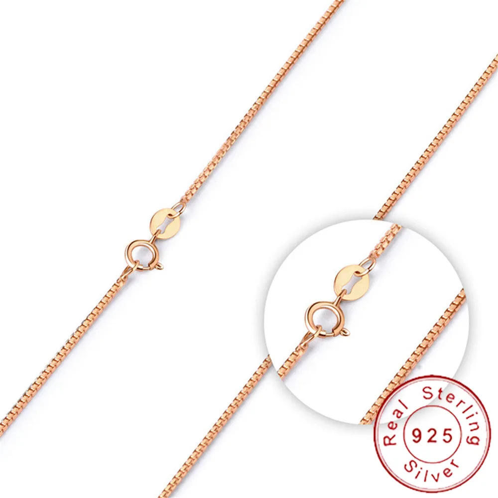 Minimalism Real Pure 925 Sterling Silver Necklace Female Thin Rose Gold Box Chain Neckless Women Neck Accessories SN001
Minimalism Real Pure 925 Sterling Silver Necklace Female Thin Rose Gold Box Chain Neckless Women Neck Accessories SN001