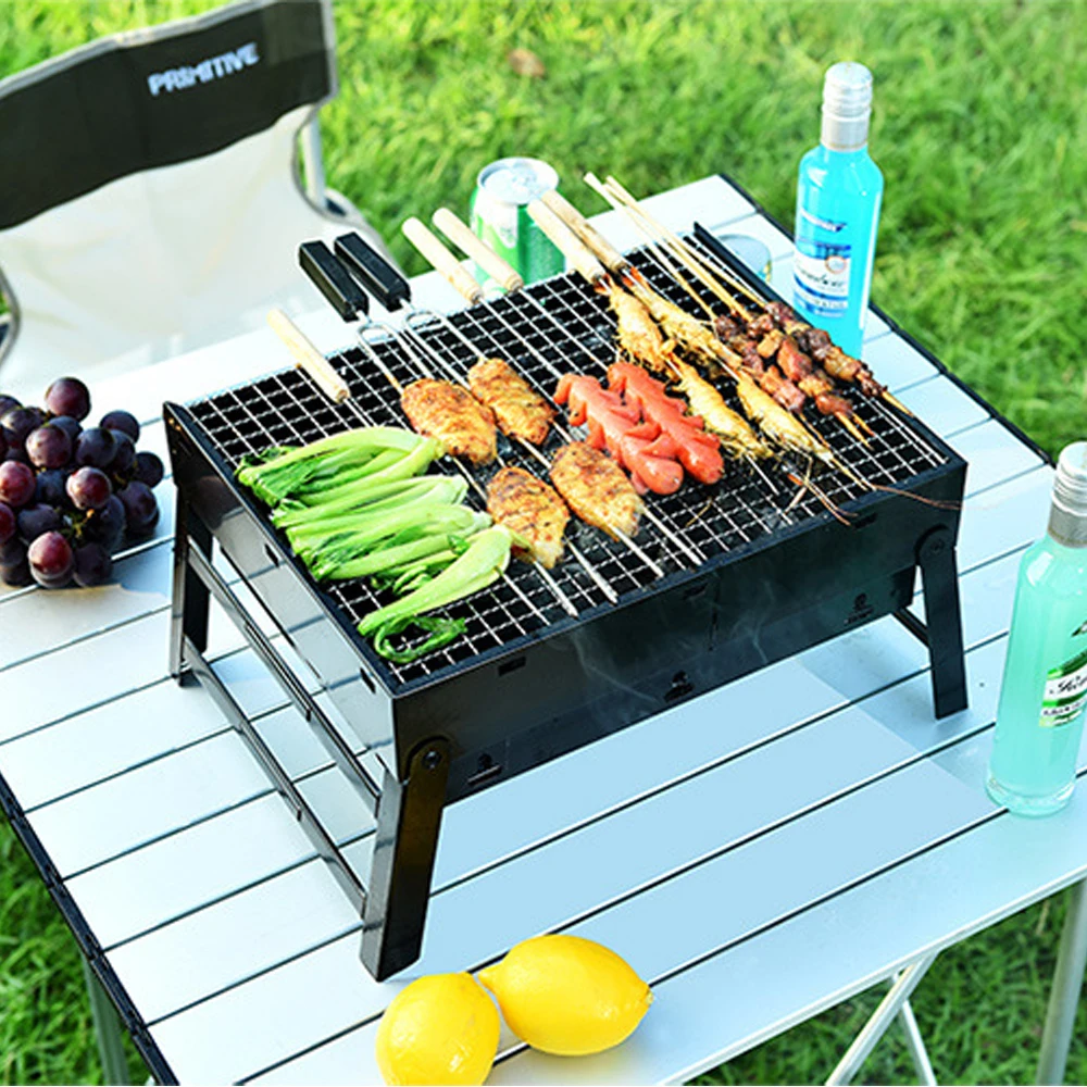 BBQ Grill Bakery Outdoor 2 People Charcoal Tool Carbon Barbecue Stove Foldable Barbecue tool 352720cm square barbecue rack (5)