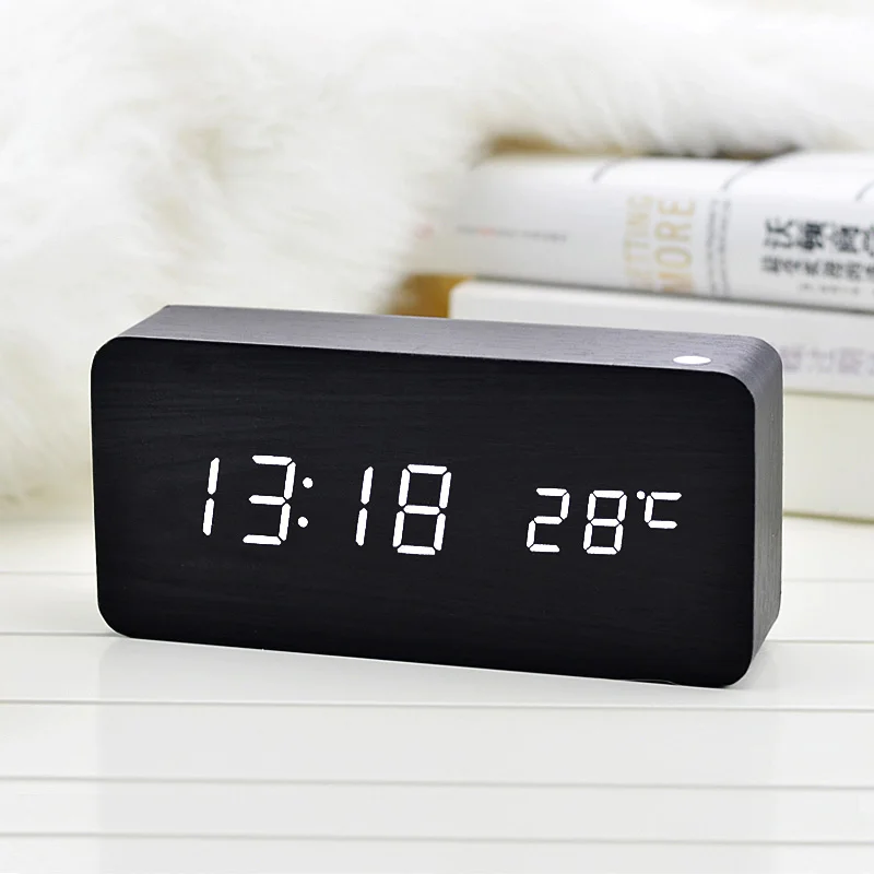 Wooden LED Alarm Clock with Temperature Sounds Control LED Display Electronic Desktop Digital Table Clocks TB Sale
Wooden LED Alarm Clock with Temperature Sounds Control LED Display Electronic Desktop Digital Table Clocks TB Sale