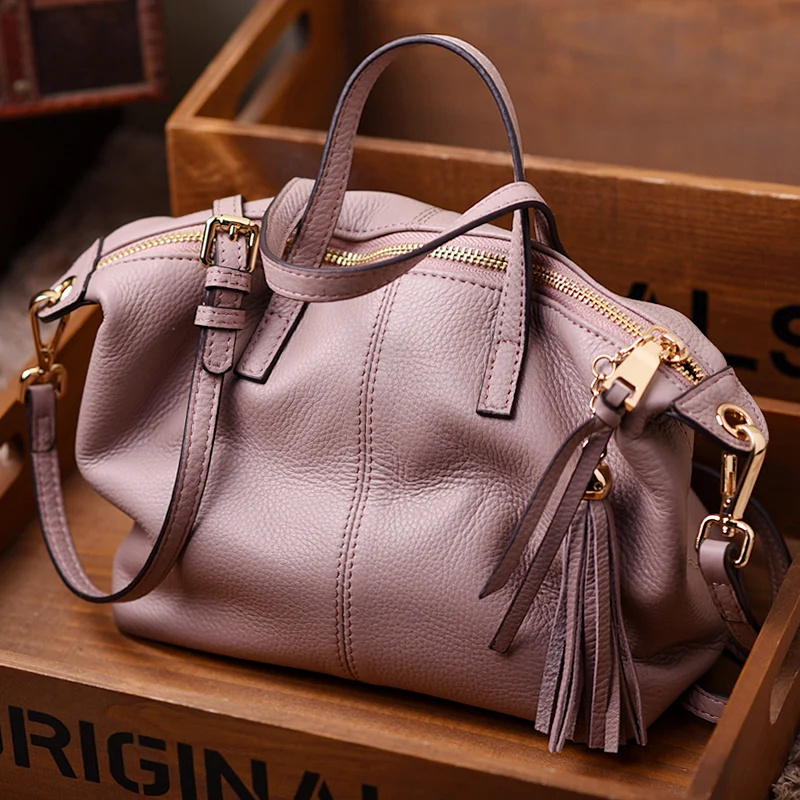 WOONAM Women Fashion Bag Top Grain Genuine Calf Leather Tassels Small Bowling Tote Handbag WB454
WOONAM Women Fashion Bag Top Grain Genuine Calf Leather Tassels Small Bowling Tote Handbag WB454