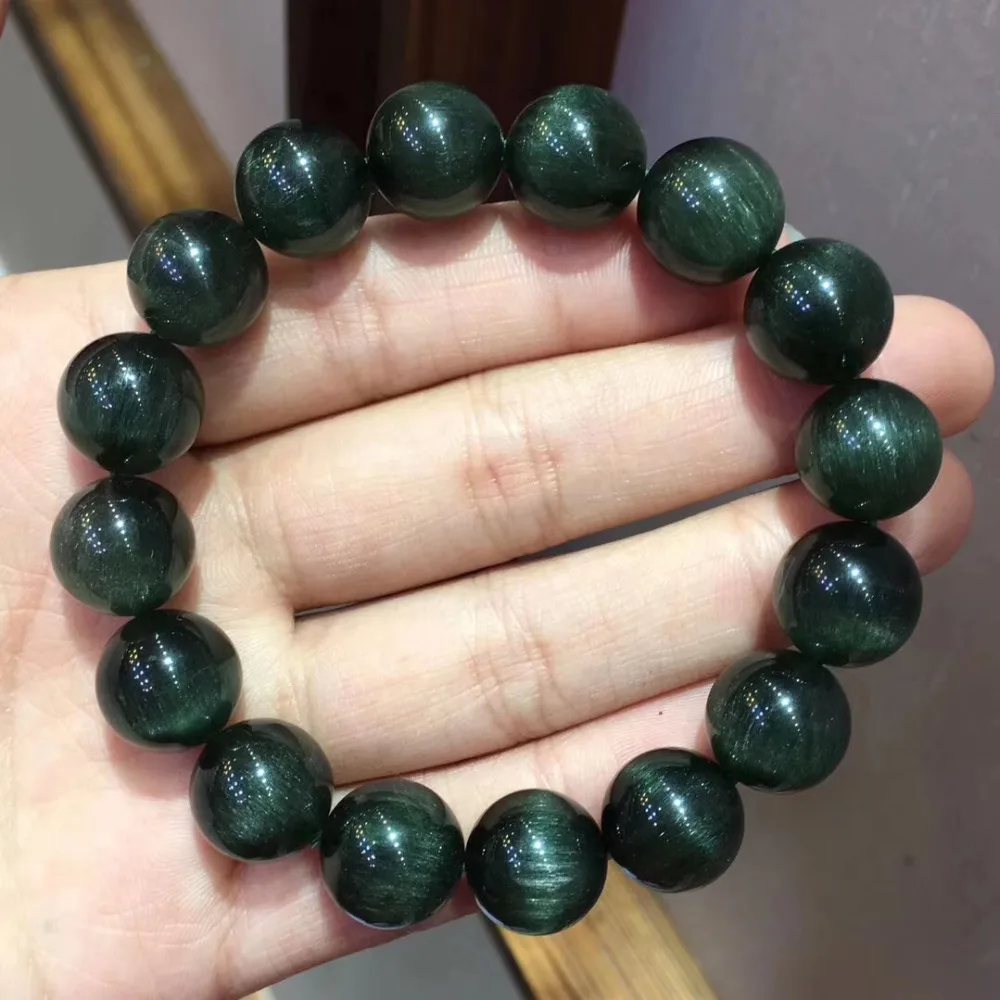 13.2mm Natural Stone Green Hair Rutilated Quartz Crsytal Bracelet Women Men Cat Eye Effect Business Gift Round Beads Charm AAAAA
13.2mm Natural Stone Green Hair Rutilated Quartz Crsytal Bracelet Women Men Cat Eye Effect Business Gift Round Beads Charm AAAAA