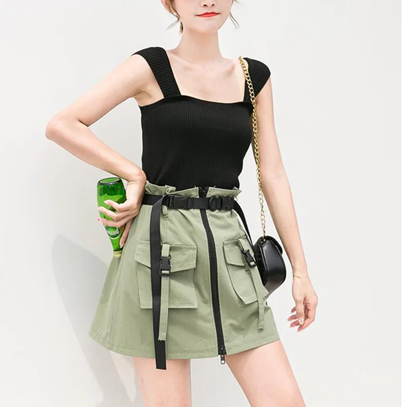 High Waist A Line Ribbon Cargo Skirt Solid Female Casual With Pocket Sashes Skirt Zipper Loose Elastic Women Skirt
High Waist A Line Ribbon Cargo Skirt Solid Female Casual With Pocket Sashes Skirt Zipper Loose Elastic Women Skirt