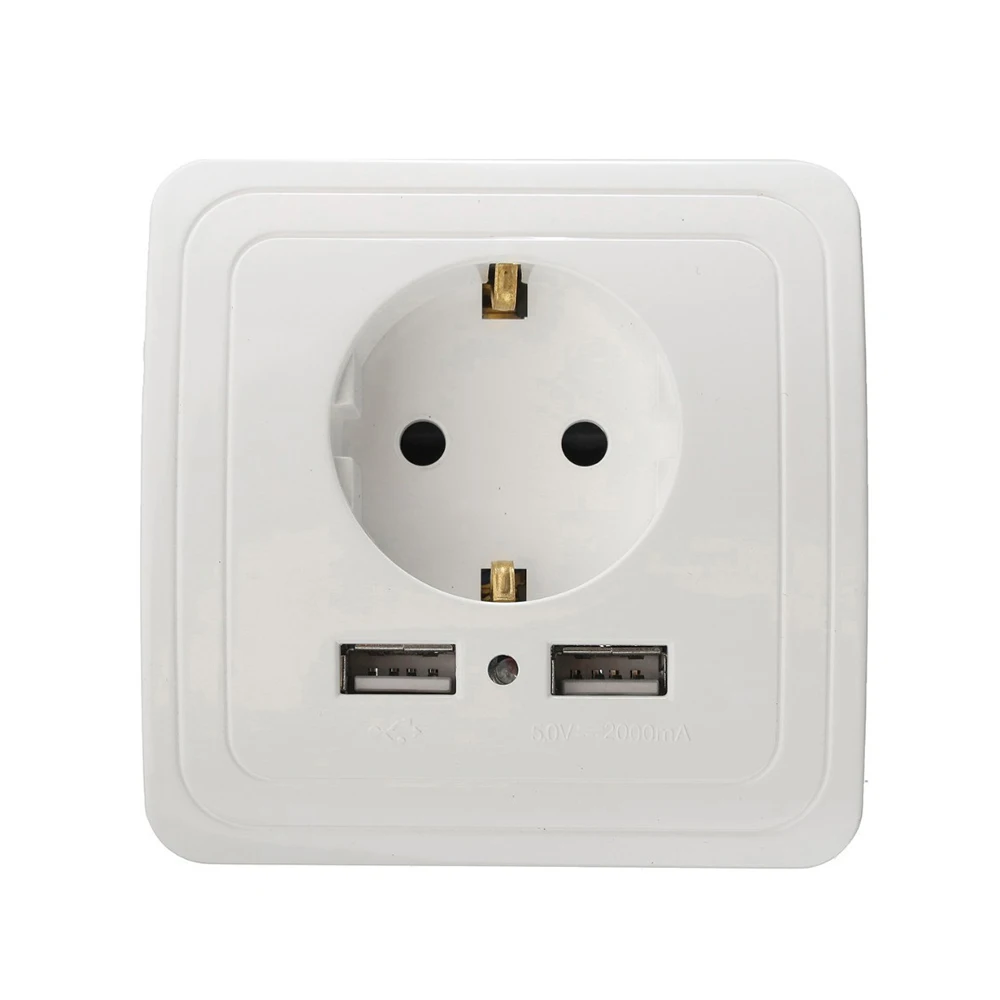 Dual USB Port Wall Charger Adapter Charging 2A Wall Charger Adapter EU Plug Socket Power Outlet Panel Grounded Electric
Dual USB Port Wall Charger Adapter Charging 2A Wall Charger Adapter EU Plug Socket Power Outlet Panel Grounded Electric