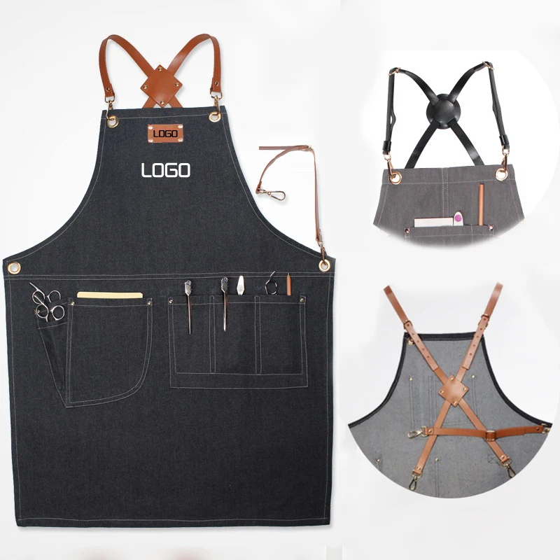 Aprons Denim Leather Simple Uniform Unisex Adult Jeans Aprons for Woman Men Male Lady's Kitchen barber Cooking Pinafores Logo
Aprons Denim Leather Simple Uniform Unisex Adult Jeans Aprons for Woman Men Male Lady's Kitchen barber Cooking Pinafores Logo