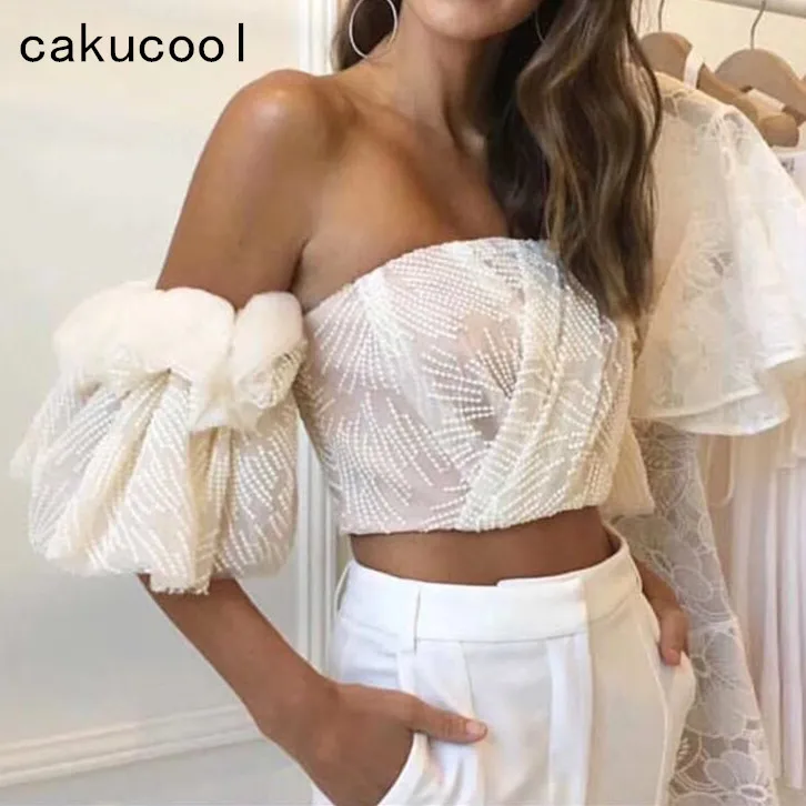 Cakucool New Heavy Beading Boob Tube Top High-end Women Strapless slash Neck Mesh Blouse Petal Short Sleeve Lace Crop Top Femme
Cakucool New Heavy Beading Boob Tube Top High-end Women Strapless slash Neck Mesh Blouse Petal Short Sleeve Lace Crop Top Femme