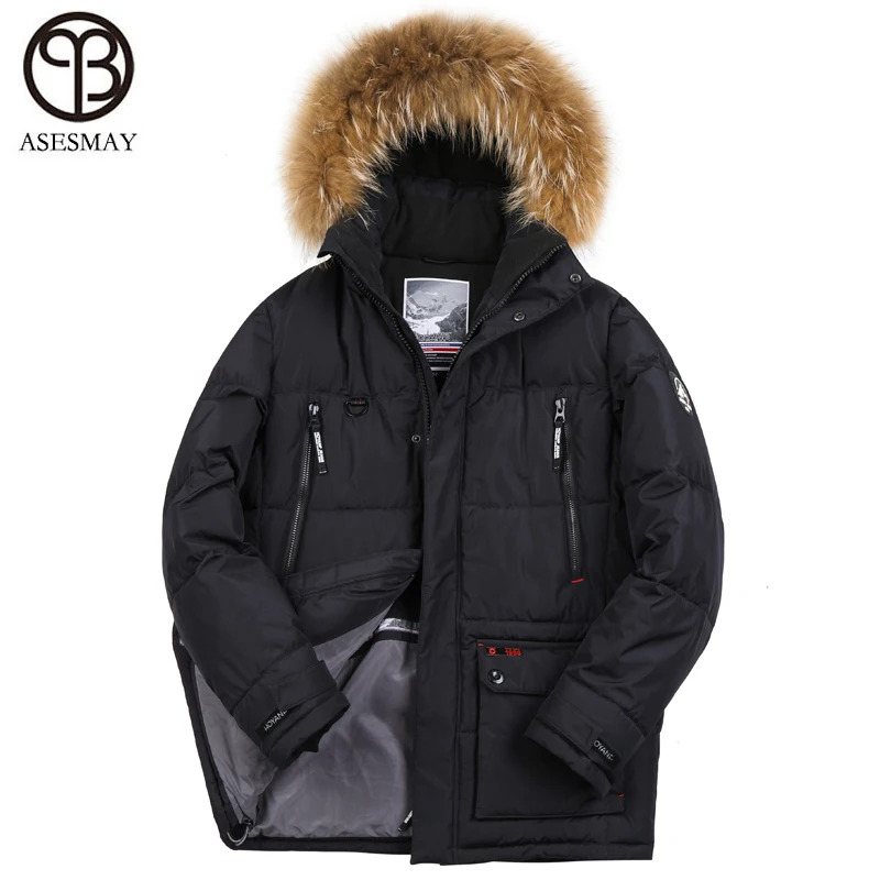 Asesmay 2018 Новая модная зимняя куртка для мужчин теплое пальто Модная Повседневная